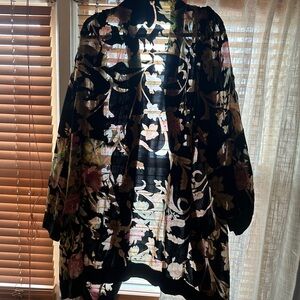 Chic Black Blazer with Floral Design